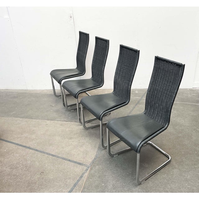 German Gray B25 Cantilever Chairs with Leather Cushions from Tecta, Set of 4 For Sale - Image 9 of 18