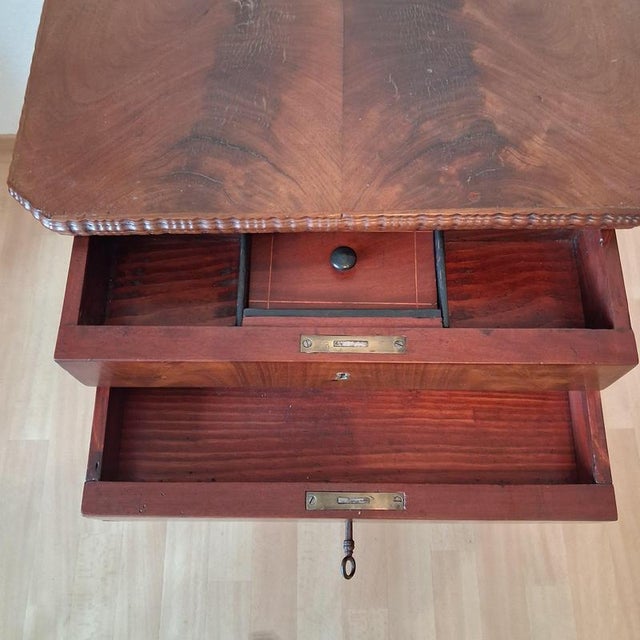 Antique Biedermeier Mahogany Sewing Table, 1850s For Sale - Image 9 of 14