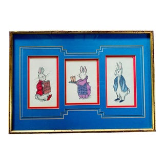 1981 "Benjamin Bunny" Illustrated Sketches After Beatrix Potter by Holly Schilling, Framed For Sale