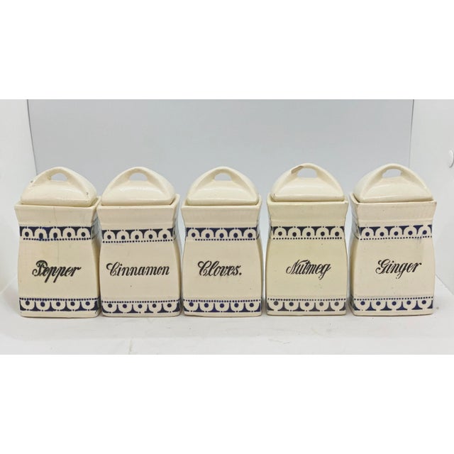 Vintage German Porcelain Spice Jars - Set of 5 For Sale - Image 10 of 10