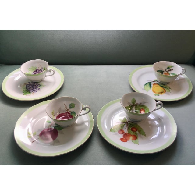 Vintage Fruit Patterned Snack Plates and Cups Set- 8 Pieces For Sale - Image 12 of 13