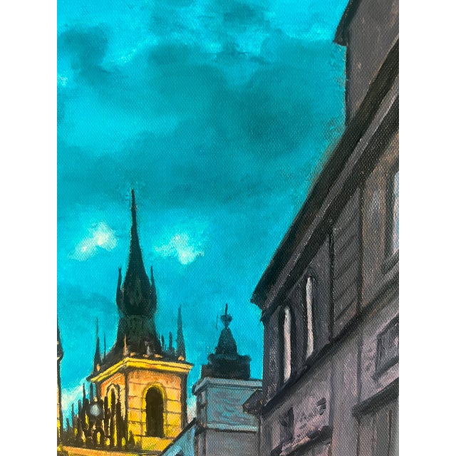 Sienna Twilight in Prague – Original Oil Painting For Sale - Image 8 of 10