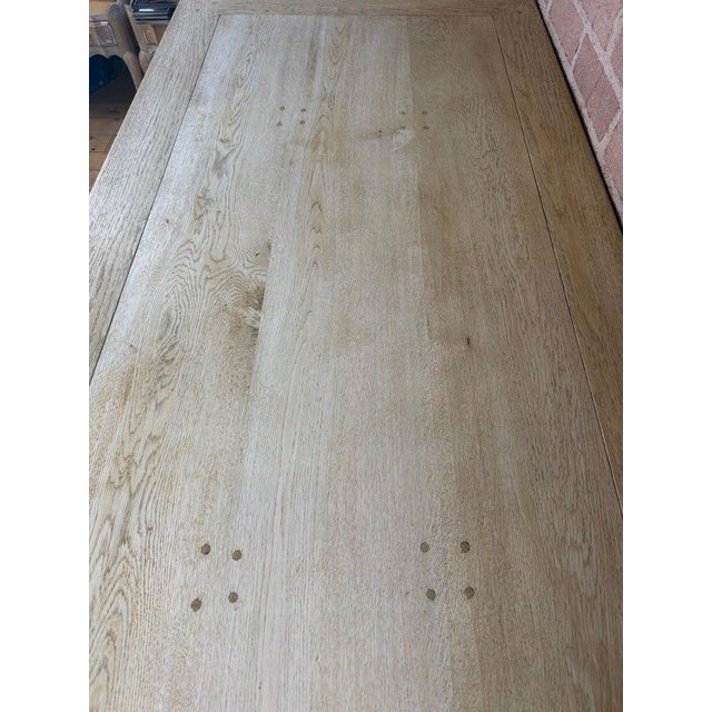 Almond Vintage French Country Bleached Oak Farmhouse Dining Table For Sale - Image 8 of 12