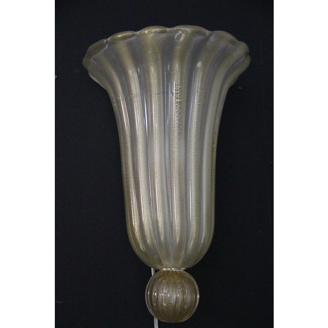 Beige and Gold Murano Glass Wall Sconces, 1950s, Set of 2 For Sale - Image 7 of 12