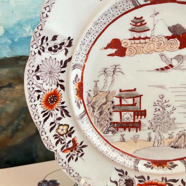 Ceramic Antique 1820s Mason's Patent Ironstone "Pekin" Chinese Landscape Plate – 10.25" For Sale - Image 7 of 12
