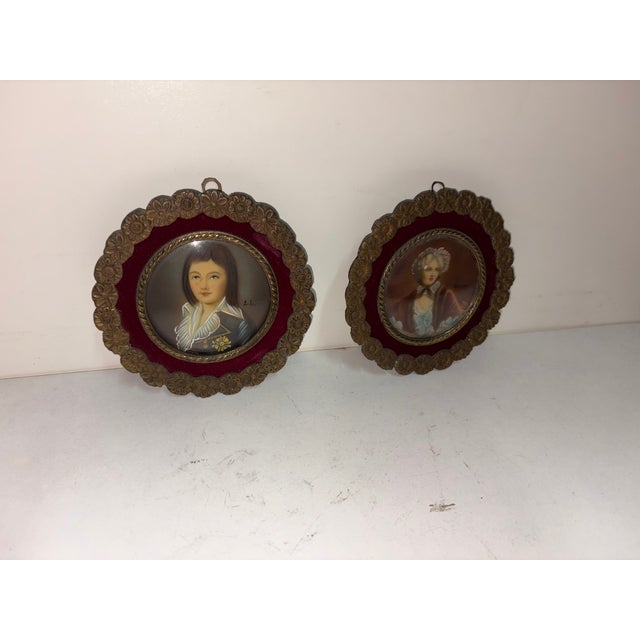 1950s Unknown Artist, Miniature Portraits, 1950, Set of 2 For Sale - Image 5 of 12