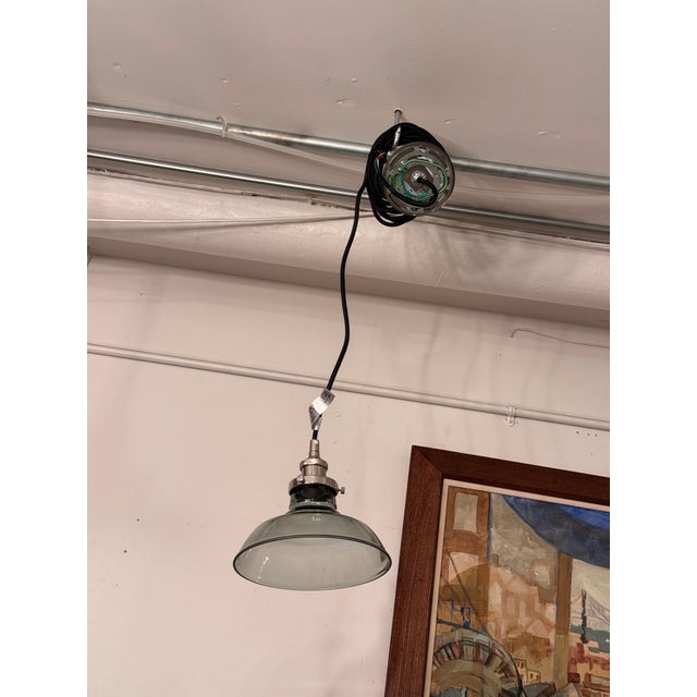 Industrial Restoration Hardware 20th C. Factory Filament Smoke Glass Short Funnel Pendant For Sale - Image 3 of 12