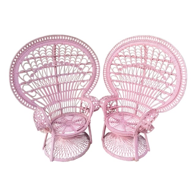 Vintage Miami Beach Peacock Chairs Flamingo Color - A Pair For Sale