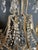Gold 1970s Italian pearl and crystal chandelier For Sale - Image 8 of 12