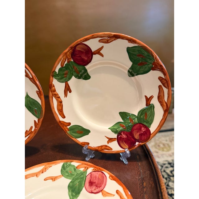 Cream 1980s Franciscan Apple Bread Plate England Backstamp Hand Painted 6 1/8" - Set of 7 For Sale - Image 8 of 10
