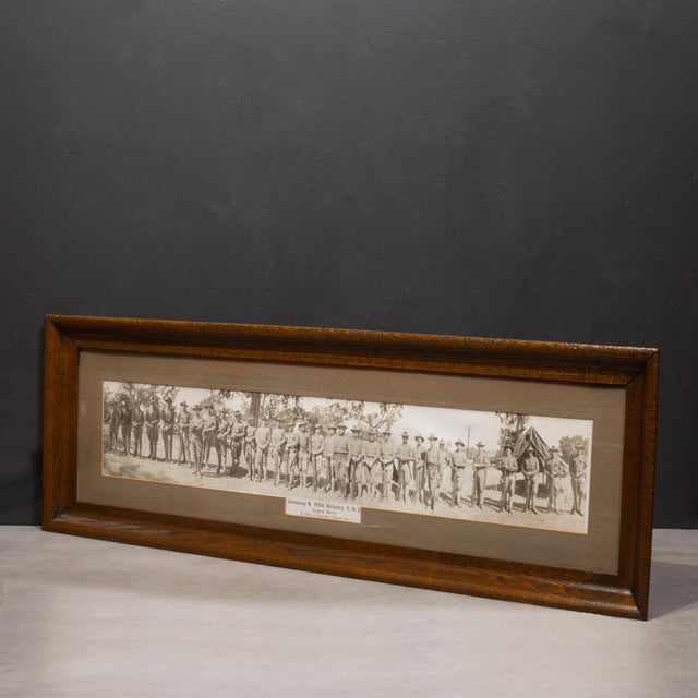 Antique Military Panoramic Photo in Original Walnut Frame c.1910 For Sale - Image 4 of 7