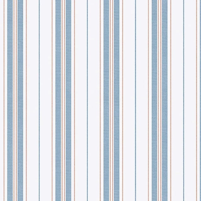 SAMPLE - Boråstapeter Hamnskär Stripe Wallpaper In Blue And Red For Sale