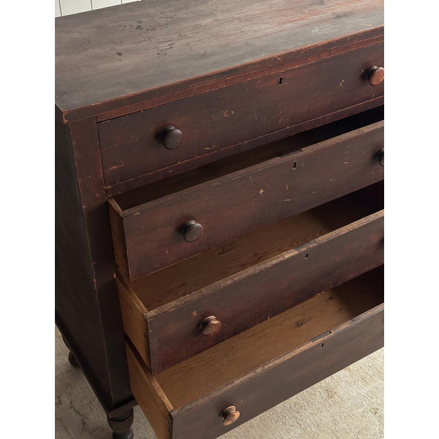 Brown 19th Century American Painted Pine Chest of Drawers For Sale - Image 8 of 18