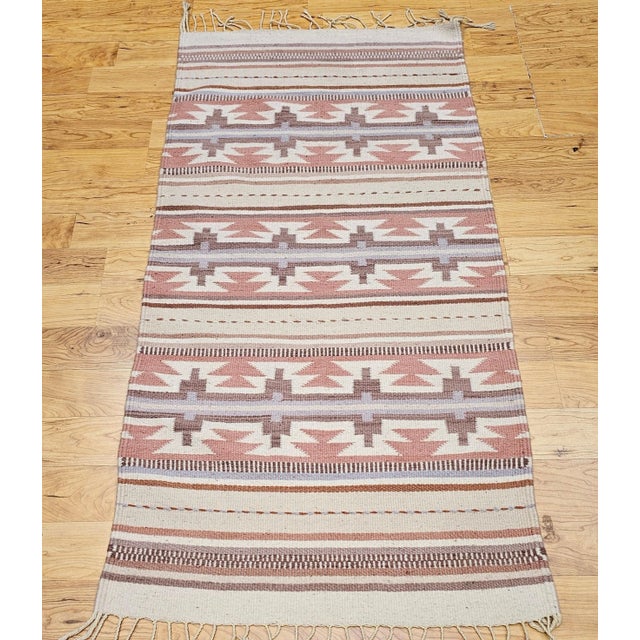 Late 20th Century Vintage American Southwestern Kilim Rug, Handwoven Stripe Pattern, Earth Tones, 3’ X 5’ For Sale - Image 5 of 12