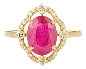 14k Gold Clover Diamond Estate 2.21 Ct Ruby Engagement Ring Size 7