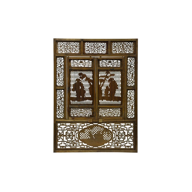 Chinese Chinese Scholars Student Motifs Wood Wall Panel Window Screen For Sale - Image 3 of 15