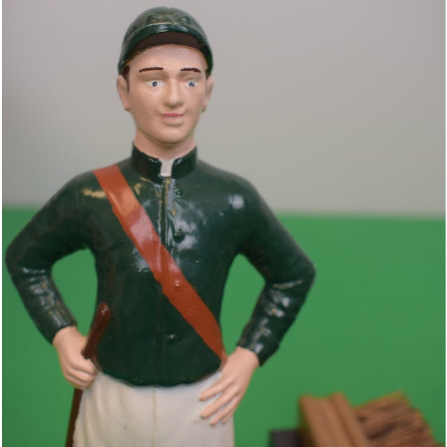 Metal Jockey Sz: 9"H Cast Iron Plinth Base Sz: 8" x 17" x 3/4"D