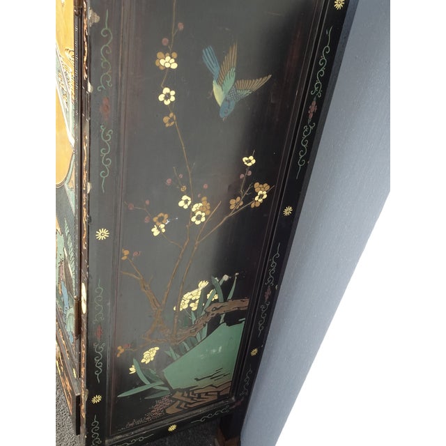 Vintage Oriental Asian Black Lacquer Cabinet Chinoiserie Side Table Signed Asis For Sale - Image 13 of 17