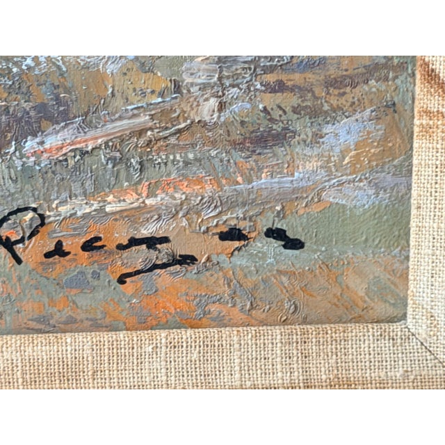 Vintage Signed Impressionist Landscape Oil Painting With Figures in Gilt Wood Frame For Sale - Image 11 of 16