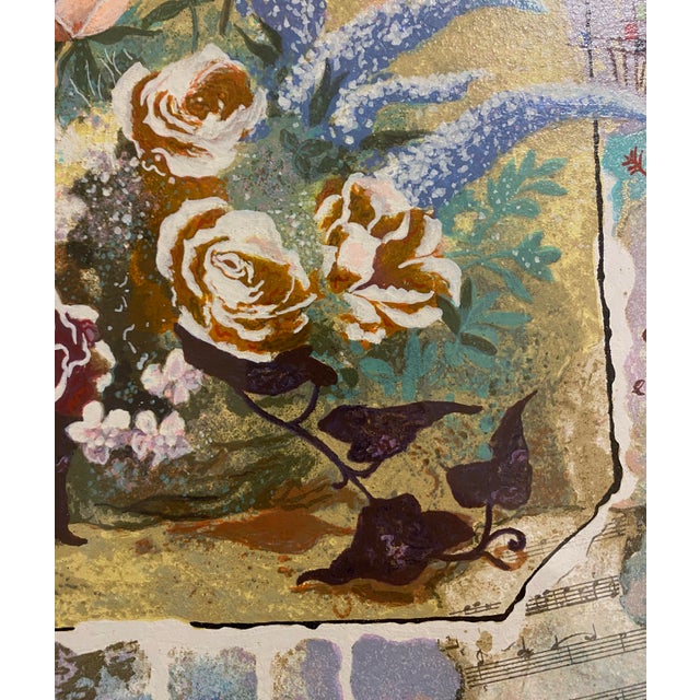 Late 20th Century Alexander & Wissotzky Art Print Serigraph Floral Roses Music French Gold Frame Signed Art For Sale - Image 4 of 12