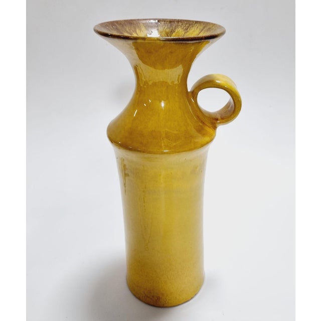 Mid-century ceramic decorative pitcher from the 1970s. Classic amphora shape. Flawless, marked. Size: 35 x 15 x 13 cm.