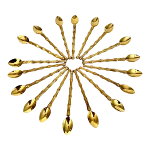 Vintage Gold Bamboo Demitasse Spoons - Set of 18