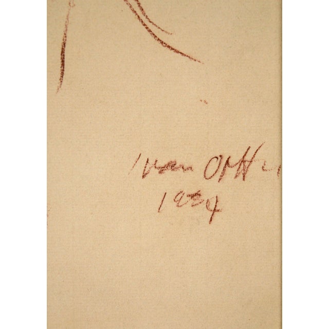 1930s Portrait of George Arliss in Conte Crayon on Cardstock 1934 by Ivan Opffer For Sale - Image 5 of 7