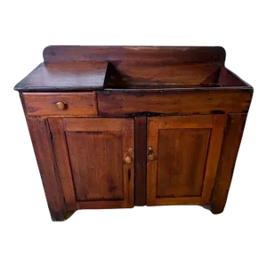 19th Century Antique Primitive Country Solid Pine Dry Sink Washstand Cabinet