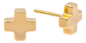 Mid 20th Century Pair of Tiffany & Co. Vintage 18k Yellow Gold Swiss Cross Studs Earrings 7.8mm X 2.6mm