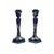 Lovely pair of vintage cloisonné enamel candlesticks. Brass body with floral motif over royal blue background and teal...