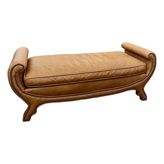 Late 20th Century Regency Style Leather Bench/Ottoman For Sale
