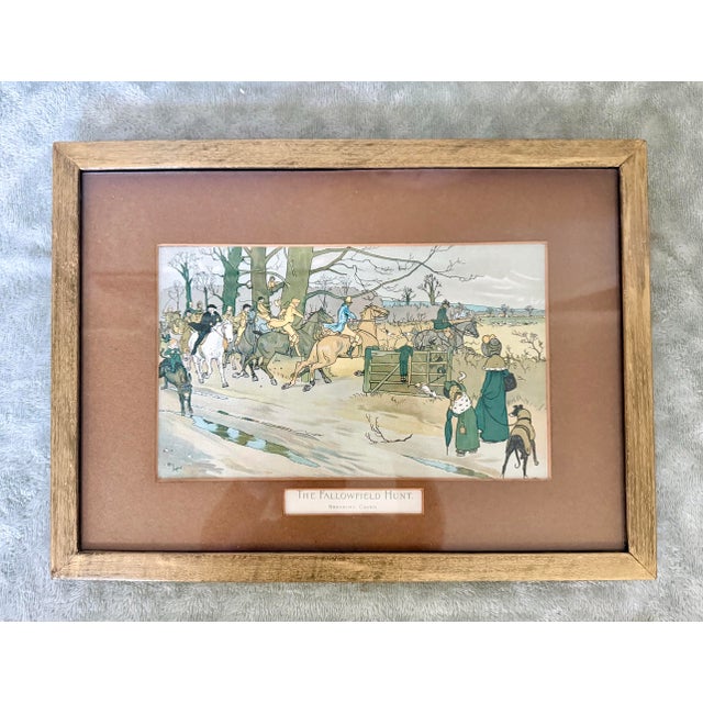 Rare Set of 4 Antique 1900 Cecil Aldin "The Fallowfield Hunt" Prints - Original Wood Backing For Sale - Image 4 of 12