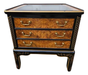 1980s Drexel Et Cetera Asian Inspired End Side Table Chest Chinoiserie Brass