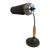 Mid-Century Modern Gooseneck Bankers Desk Lamp With Tubular Shade & Turned Wood Accent – Machine Age / Atomic Style For Sale