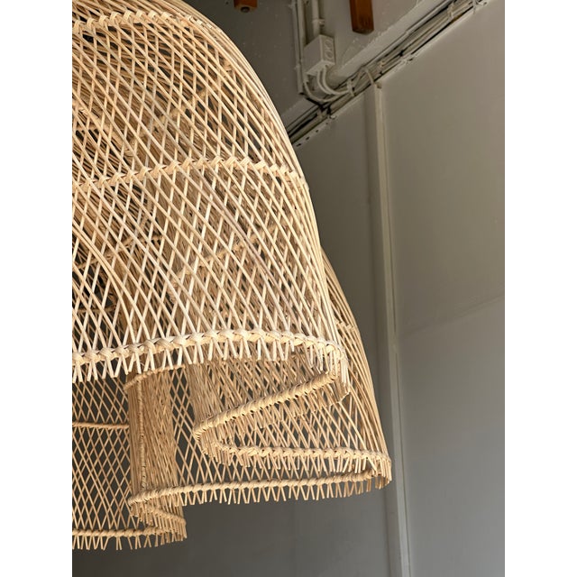 Large Rattan Hanging Light in the Shape of a Flower, 2010s For Sale - Image 14 of 18