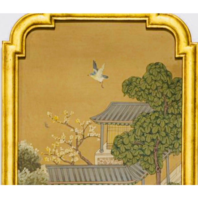 Chinoiserie Modern Asian Style Panel Hand-Painted by Maitland Smith. Framed For Sale - Image 3 of 4
