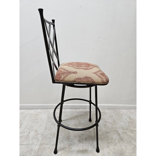 1990s Ethan Allen Biscayne Swivel Counter Bar Stool For Sale - Image 10 of 12