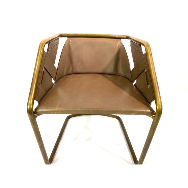 Brass Leather Strip Chair by Massimo Castagna for Henge, 1990s, Set of 3 For Sale - Image 6 of 18