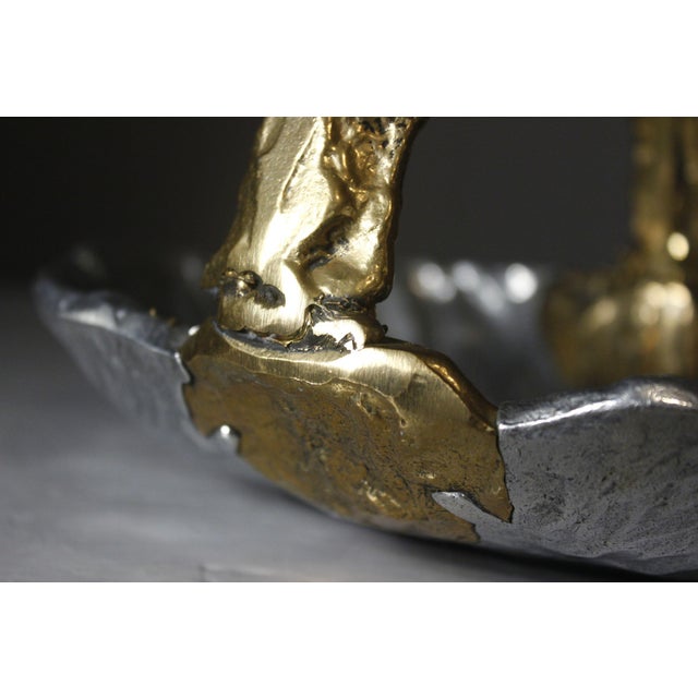 Vintage Brutalist Fruit Bowl in Brass and Aluminum by David Marshall, 1980s For Sale - Image 6 of 12