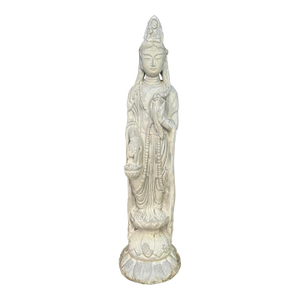 Antique Cement Kwan Yin Garden Statue – 28" Goddess of Compassion