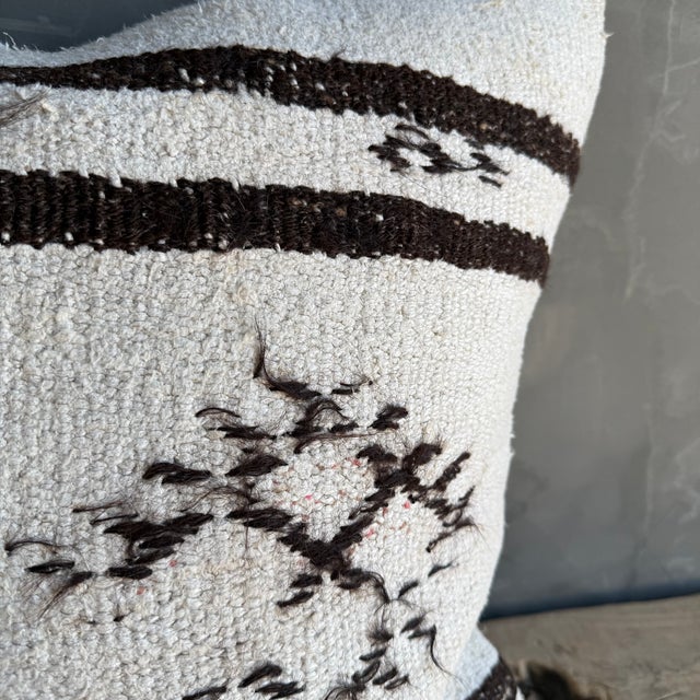 Vintage Turkish Hemp Rug Pillow With Down Insert 24" X 24" For Sale - Image 4 of 8