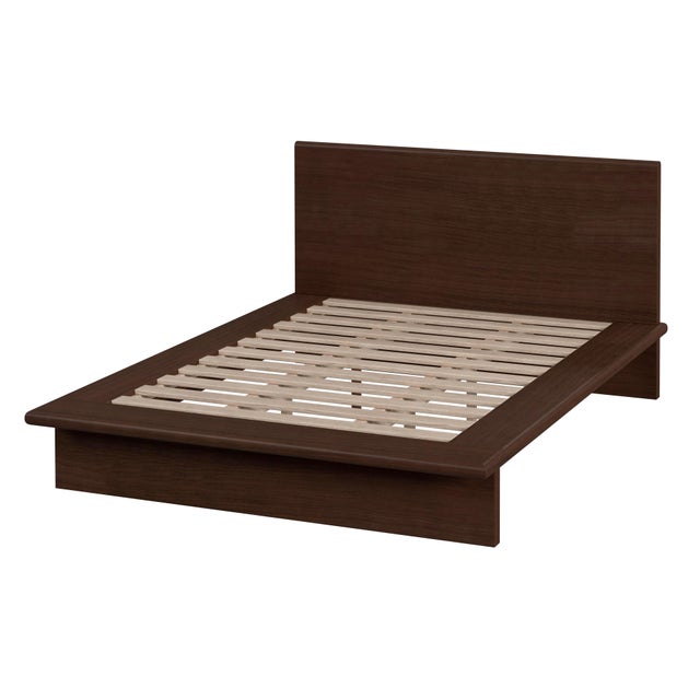 Spritely Home Accent Furniture Halmstad Wood Platform Queen Bed, Brown For Sale - Image 4 of 9