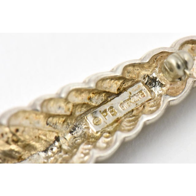 Modernist Polly Bergen CZ Sterling Silver Brooch For Sale - Image 4 of 4