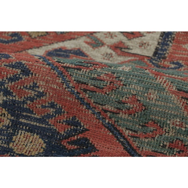 Antique Persian Soumak Dragon Rug in Red With Geometric Patterns - Rug & Kilim For Sale In New York - Image 6 of 7