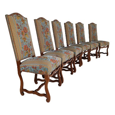 Os De Mouton Tapestry Chairs in Beech, Set of 6 For Sale