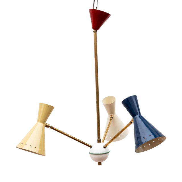 3-Light Chandelier in the style of Stilnovo, 1950s For Sale