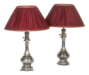 Table Lamps in Metal and Silvered Bronze, 1880s, Set of 2