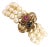 Mid 20th Century Sapphire & Ruby Triple Strand 14k Yellow Gold Pearl Bracelet For Sale