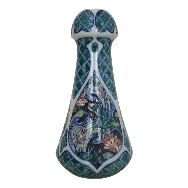 Art Nouveau Vase with Floral Decoration in Earthenware by H. Gillieron, 1920s For Sale