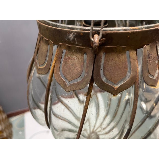 Wrought Iron and Murano Glass Light Pendant, 1950s For Sale - Image 8 of 18